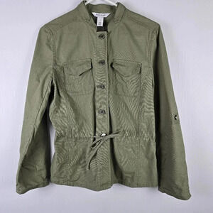White House Black Market army green military style jacket size 4